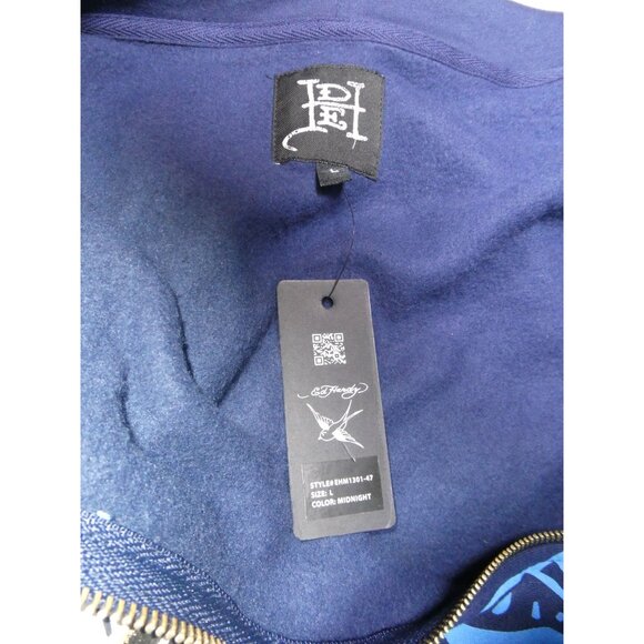 Ed Hardy Men's Panther‎ Bulldog Midnight Blue Hoodie Sizes L & XL - Picture 14 of 16